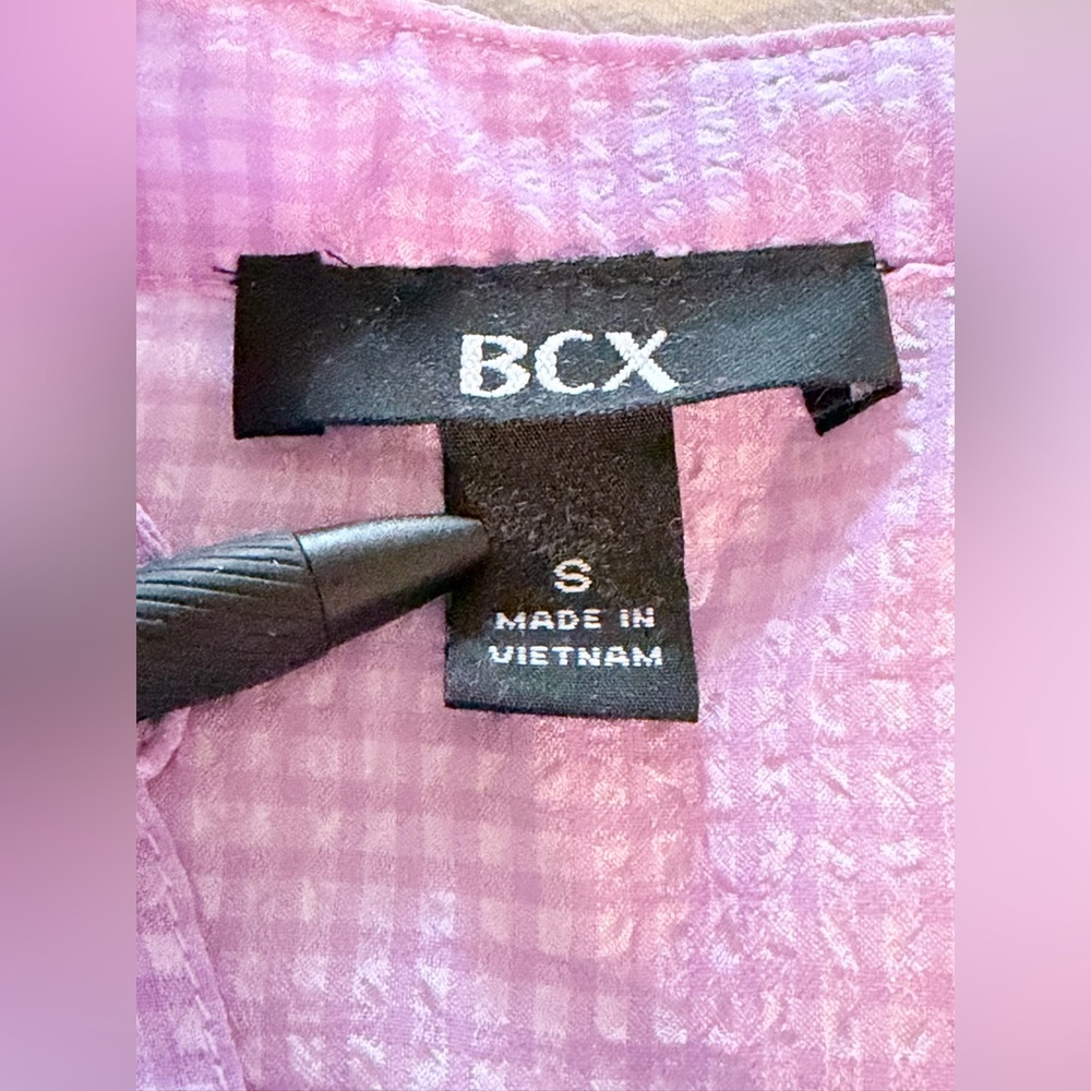 BCX Y2K Women's Lavender Ruffled Gingham Sleeveless Career Office Work Top Small - Picture 12 of 16